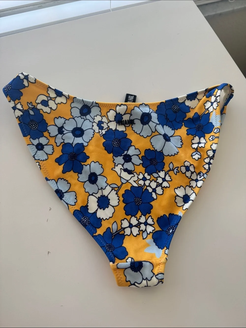 triangl swimwear Yellow Floral Bikini Bottom with Blue & White Flowers